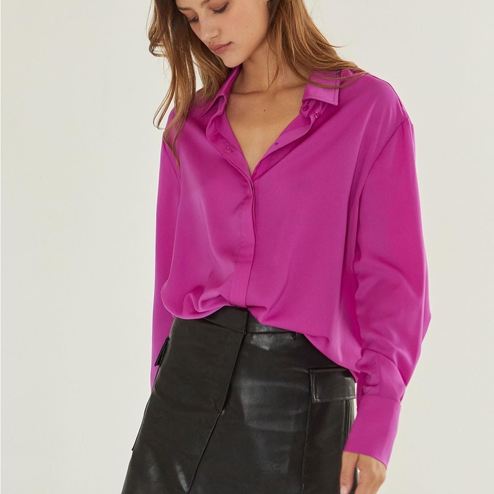 Ava Satin Button Down Top